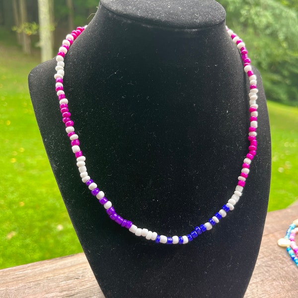 Purple & pink bead necklace