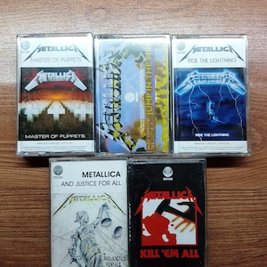 Cintas de casete de Metallica, Muerte escalofriante y Justicia para todos, Mátalos a todos, Cabalga el rayo, Álbum Master of puppets