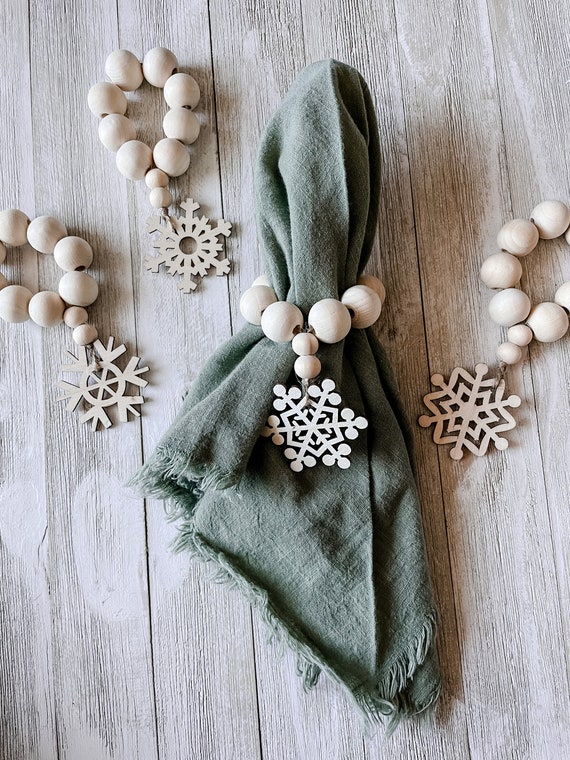 Holiday Napkin Rings Beaded Napkin Rings Wooden Napkin Holders Napkin Rings 4 Count Etsy Canada