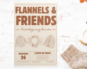 Flannel & Friends Friendsgiving Digital Download Invitation - Fully Customizable!