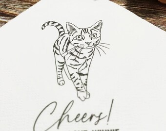Custom Illustrated Cat | Wedding Napkins |Custom Pet Wedding Napkins |Pet Cocktail Napkins |Custom Napkins wedding |Birthday Napkins
