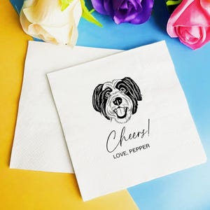Serviettes de table personnalisées pour mariage d&#39;animal de compagnie, portrait d&#39;animal de compagnie personnalisé, serviettes de table de fiançailles chien, serviettes de table cocktail personnalisées chat, serviettes de table fête d&#39;anniversaire