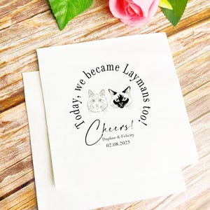 Serviettes de table à cocktail personnalisées illustrées pour mariage d&#39;animal de compagnie, Serviettes de table pour cocktail pour chien, Serviettes de table de mariage de chien personnalisées, Serviettes de table personnalisées pour animal de compagnie, Serviettes de bar pour animal de compagnie