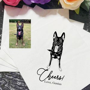 Serviettes de table de mariage personnalisées pour chien illustré, serviettes de table à cocktail personnalisées pour animal de compagnie, serviettes de table de mariage pour animal de compagnie, serviettes de table à cocktail pour chien, serviettes de table pour chien