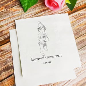 Personalisierte Baby Geburtstag Servietten vom Foto Porträt, Party Dekor, Benutzerdefinierte Porträt vom Foto, Benutzerdefinierte 1. Geburtstag Party Servietten, Geburtstagsgeschenke