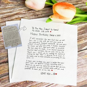 Personalisierte Liebesnotiz Handschrift Servietten, Benutzerdefinierte Valentinstag Servietten, Gedruckte Hochzeits-Cocktail-Serviette, Benutzerdefinierte Handgeschriebene Notiz Servietten