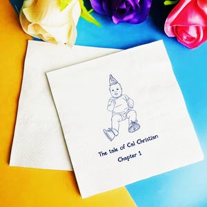 Tovaglioli personalizzati per il primo compleanno, tovaglioli personalizzati per il compleanno, decorazioni per baby shower, ritratto fotografico personalizzato, decorazioni per feste, ritratto personalizzato da foto