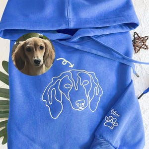 Custom Embroidered Dog Owner Hoodie Christmas Gifts, Personalized one-line Pet Hoodie, Dog Mom/Dog Dad Sweater, Unisex Embroidered Hoodie