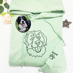 Custom Embroidered Dog Owner Hoodie, Personalized one-line Pet Sweatshirt, Dog Mom/Dog Dad Sweater, Christmas Gifts For Pet Lovers