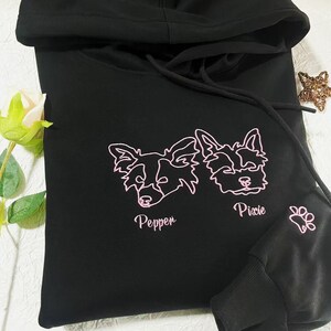 Custom Embroidered Dog Hoodie,Personalized one-line Pet Sweatshirt,Dog Mom Sweater,Unisex Embroidered Hoodie,Custom Gifts For Dog Owners