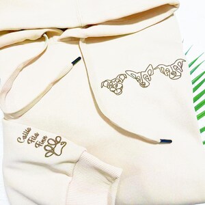 Pet Embroidered Hoodie, Custom One-line Drawing Embroidered Dog Sweatshirt ,pet hoodie, Pet Lovers Gift,Gift For Mom, Custom Birthday Gifts