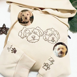 Custom Embroidered Dog Hoodie, Personalized one-line Pet Hoodie, Dog Mom Sweater, Unisex Embroidered Sweatshirt, Custom Gifts For Dog Owners