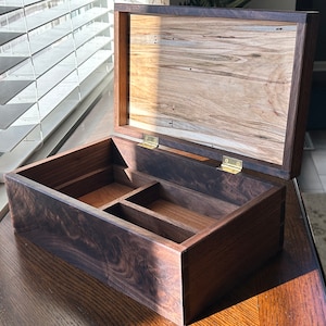Custom Dovetail Keepsake Box with brass hinged lid