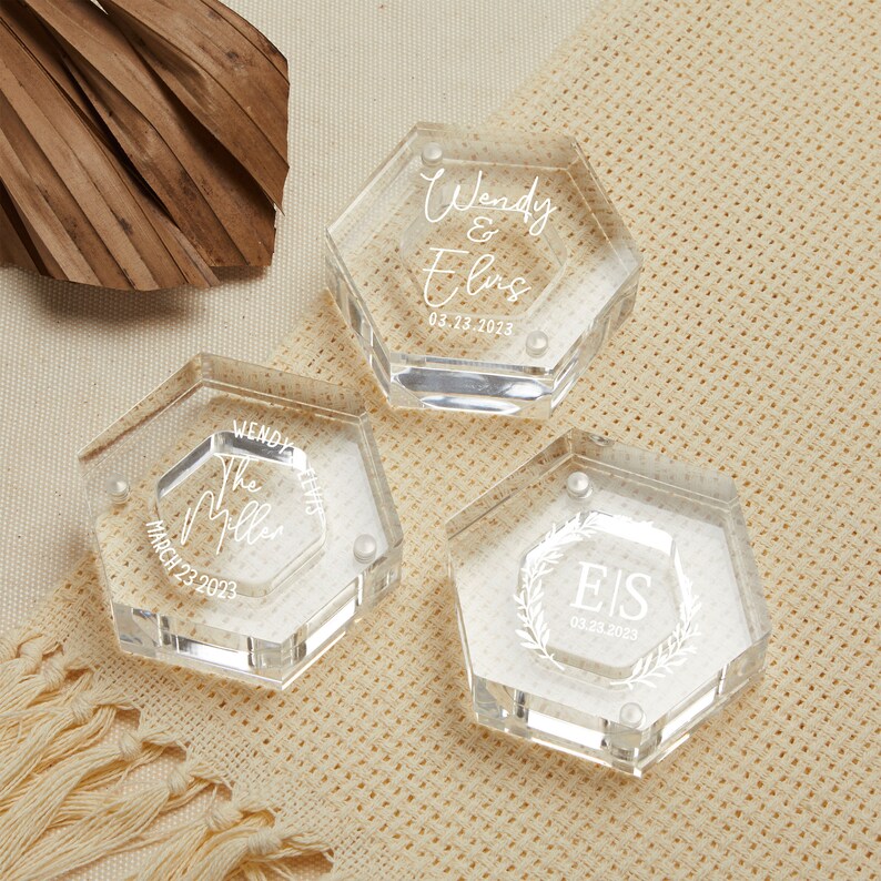 Clear Hexagon Ring Boxpersonalized Acrylic Ring Box Engraved Etsy