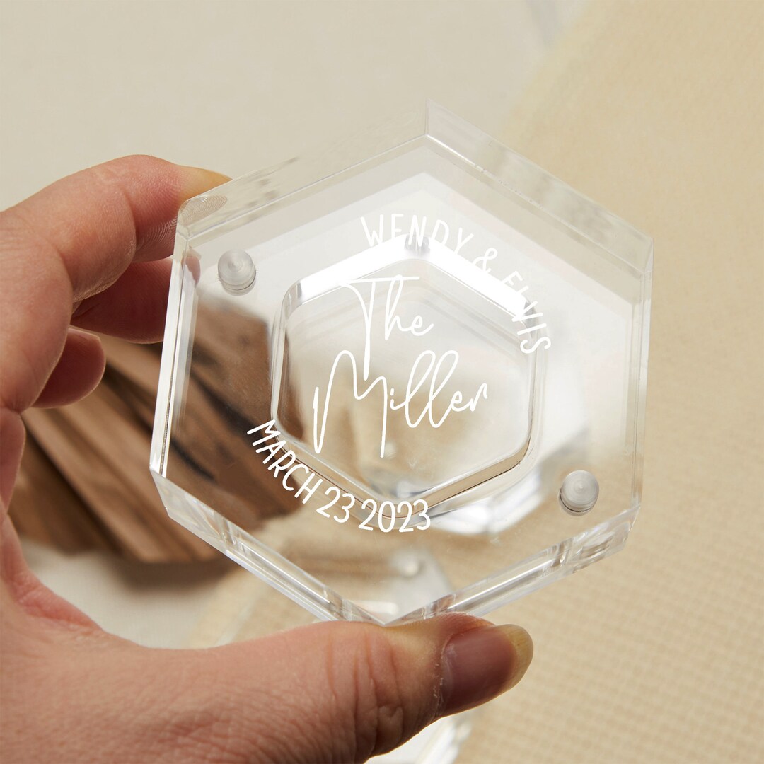 Clear Hexagon Ring Boxpersonalized Acrylic Ring Boxwedding Etsy
