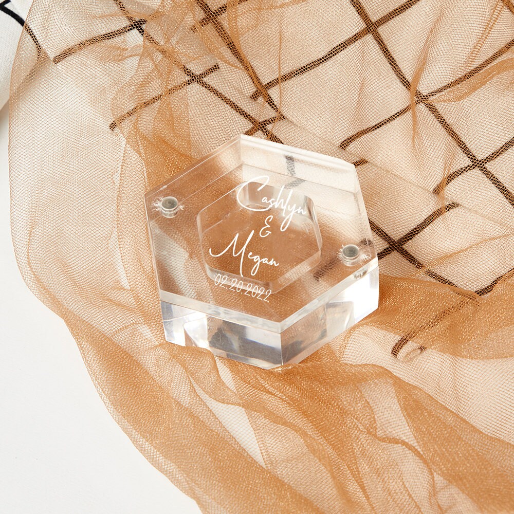 Clear Hexagon Ring Boxpersonalized Acrylic Ring Box Engraved Etsy UK