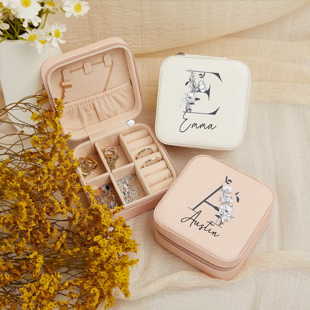 Personalized Travel Jewelry Case With Nametravel Jewelry Etsy