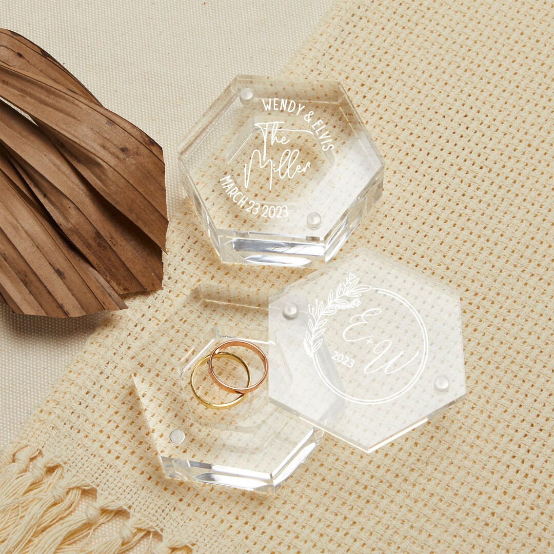 Clear Hexagon Ring Boxpersonalized Acrylic Ring Box Engraved Etsy
