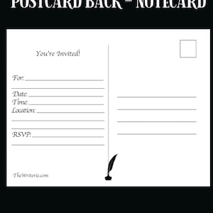 Download digital - Verso de cartão postal de convite - Verso clássico de cartão postal para imprimir seus próprios cartões postais em casa