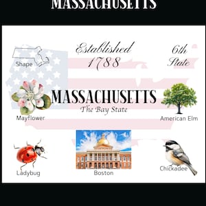 Download digitale cartolina Massachusetts - Design frontale cartolina - Per stampare le tue cartoline - The Writerie Design