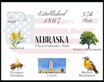 Nebraska ansichtkaart digitale download - ansichtkaart frontontwerp - voor het afdrukken van uw eigen ansichtkaarten - het Writerie-ontwerp