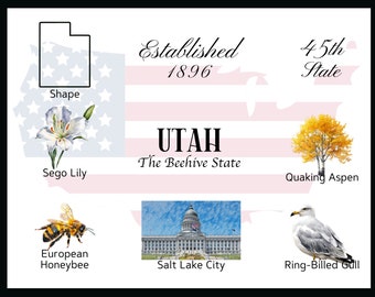 Utah Ansichtkaart Digitale Download - Ansichtkaart Front Design - Voor het afdrukken van uw eigen ansichtkaarten - The Writerie Design