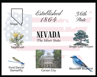 Nevada Postcard Digital Download - Postcard Front Design - For printing your own postcards - The Writerie Design