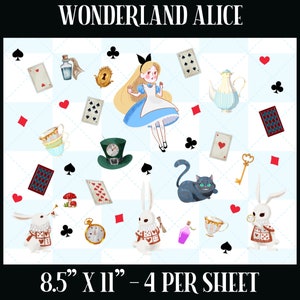 Wonderland Alice - Download digitale di cartoline collage - Design frontale cartolina - Per stampare le tue cartoline - The Writerie Design