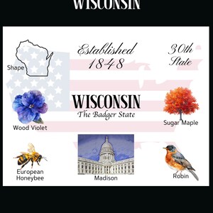 Download digitale cartolina Wisconsin Design frontale cartolina Per stampare le tue cartoline The Writerie Design immagine 1