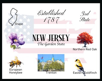New Jersey ansichtkaart digitale download - ansichtkaart frontontwerp - voor het afdrukken van uw eigen ansichtkaarten - het Writerie-ontwerp