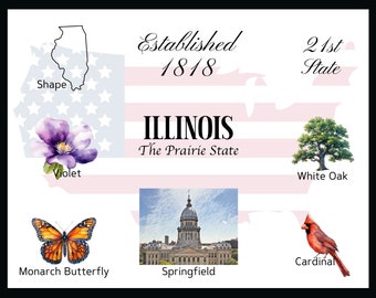 Illinois Postcard Digital Download - Postcard Front Design - For printing your own postcards - The Writerie Design