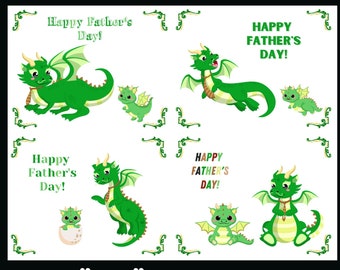 Set di cartoline Dragons per la festa del papà Download digitale - Design frontale cartolina - Per stampare le tue cartoline - The Writerie Design