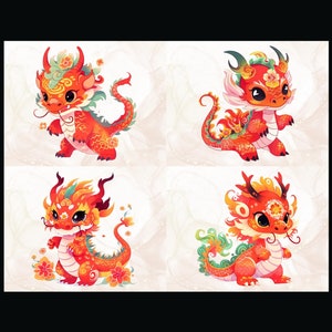 Jahr des Drachen Postkarten Set | Digitaler Download - Zum Ausdrucken Deiner eigenen Postkarten - The Writerie Design
