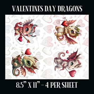 Valentines Day Dragons Postcard Digital Download - Postcard Front Design - Pour imprimer vos propres cartes postales - The Writerie Design