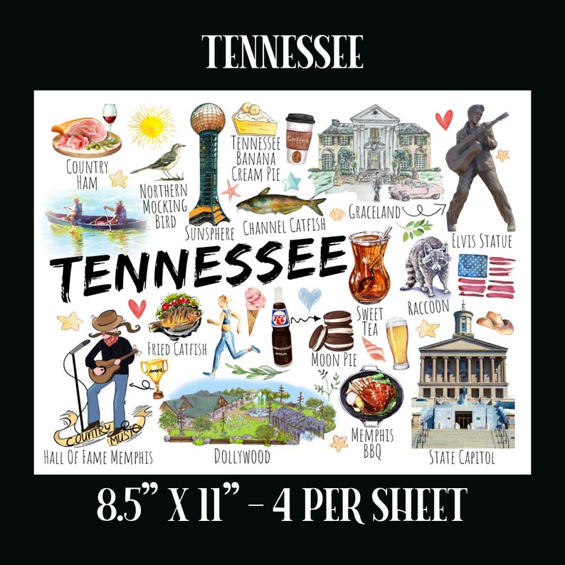 Tennessee Postcard Digital Download Postcard Front Design for Printing