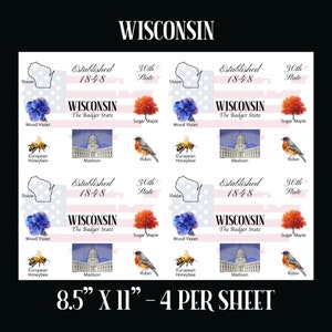 Download digitale cartolina Wisconsin Design frontale cartolina Per stampare le tue cartoline The Writerie Design immagine 2