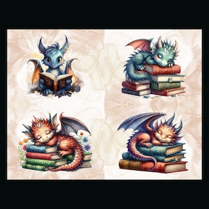 Books and Dragons Postkarten Set | Digitaler Download - Zum Ausdrucken Deiner eigenen Postkarten - The Writerie Design