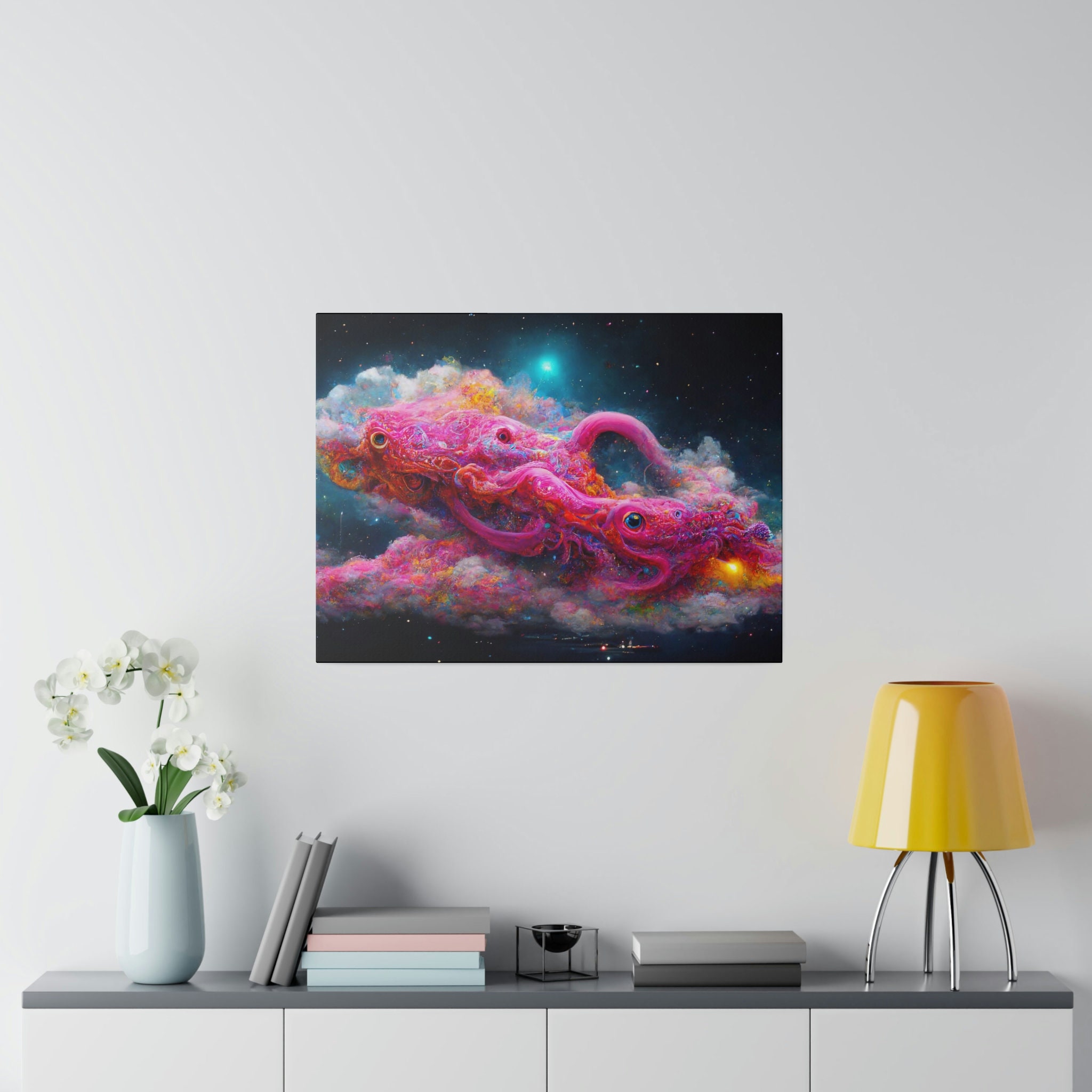 AI Generated Art Pink Octopus Swimming in a Deep Galaxy - Etsy
