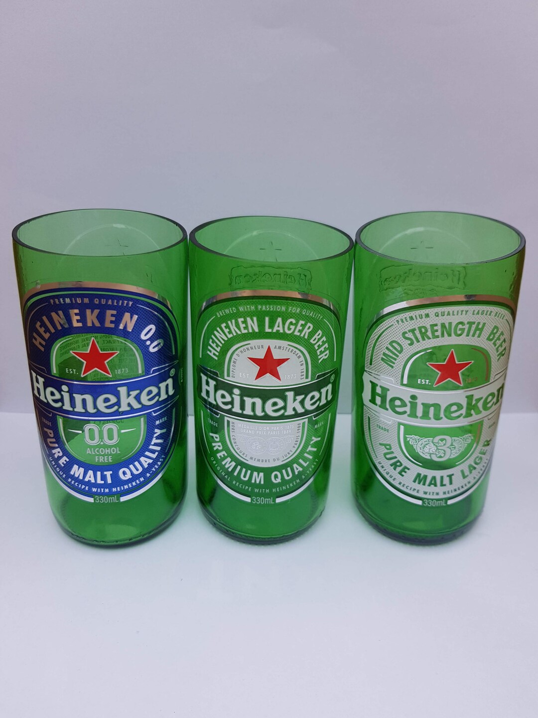 Australian Beer Bottle Drinking Glasses Upcycled / Recycled / Heineken