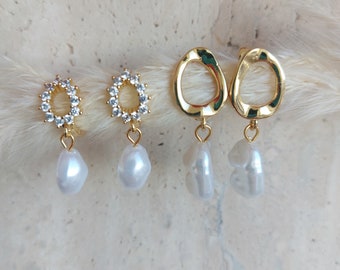 Gold-plated stainless steel earrings with pearls