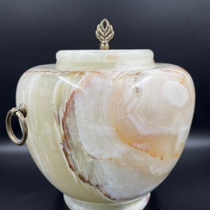 Onyx large cremation urn, adult urn. Natural stone. Urn for human ashes.