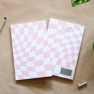 Estetica Retrò Baby Rosa e Bianco a scacchi Minimalista Qualità Copertina Tascabile Giornale Quaderno 160 Pagine Numerate Foderate