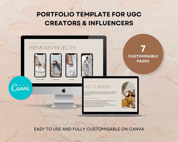 UGC Creator Portfolio Template, User Generated Content Media Kit, UGC Guide, UGC Customisable & Personalized Template, Easy Canva Template