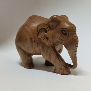 Handmade Sandalwood Carving: Fine Wooden Elephant, 2&quot;