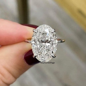 14 x 10 mm Farbloser Moissanit Diamantring mit Ovalschliff, großer Diamant Versteckter Halo Solitär Verlobungsring, 10k Weißgold Vorschlagring