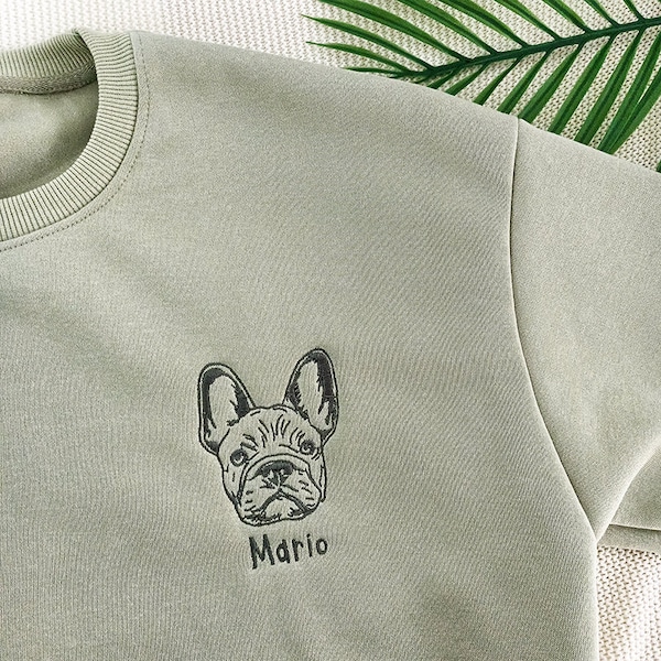 Gesticktes Haustier-Gesicht und Name-Sweatshirt, benutzerdefinierte gesticktes Haustier-Sweatshirt, benutzerdefinierte Hunde-Sweatshirt, spezielles Geburtstagsgeschenk für Hundemama / -vater