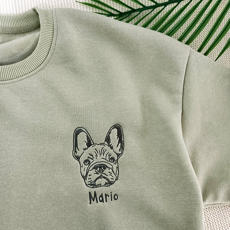 Embroidered Pet Face&Name Sweatshirts,Custom Embroidered Pet Sweatshirts,Custom Dog Sweatshirts,Special Birthday Gift for Dog Mom/Dad image 3