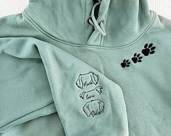 Sweatshirts brodés personnalisés pour animaux de compagnie, cadeaux pour amoureux des animaux, contour d'oreille de chien brodé, sweat brodé pour chien, sweat à capuche pour papa chien personnalisé