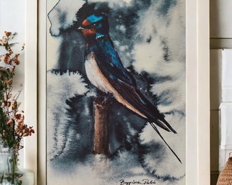Swallow • Watercolor painting • Art print