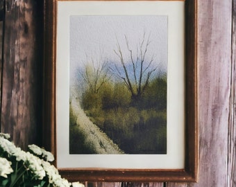 Watercolor landscape • Art print • Greenery • Trees • Nature